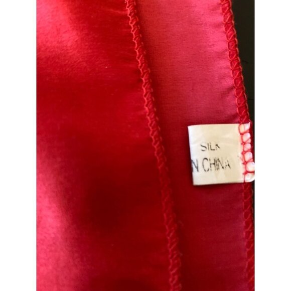 Red Gold Vintage 1980's Silk Scarf Large - Picture 4 of 5